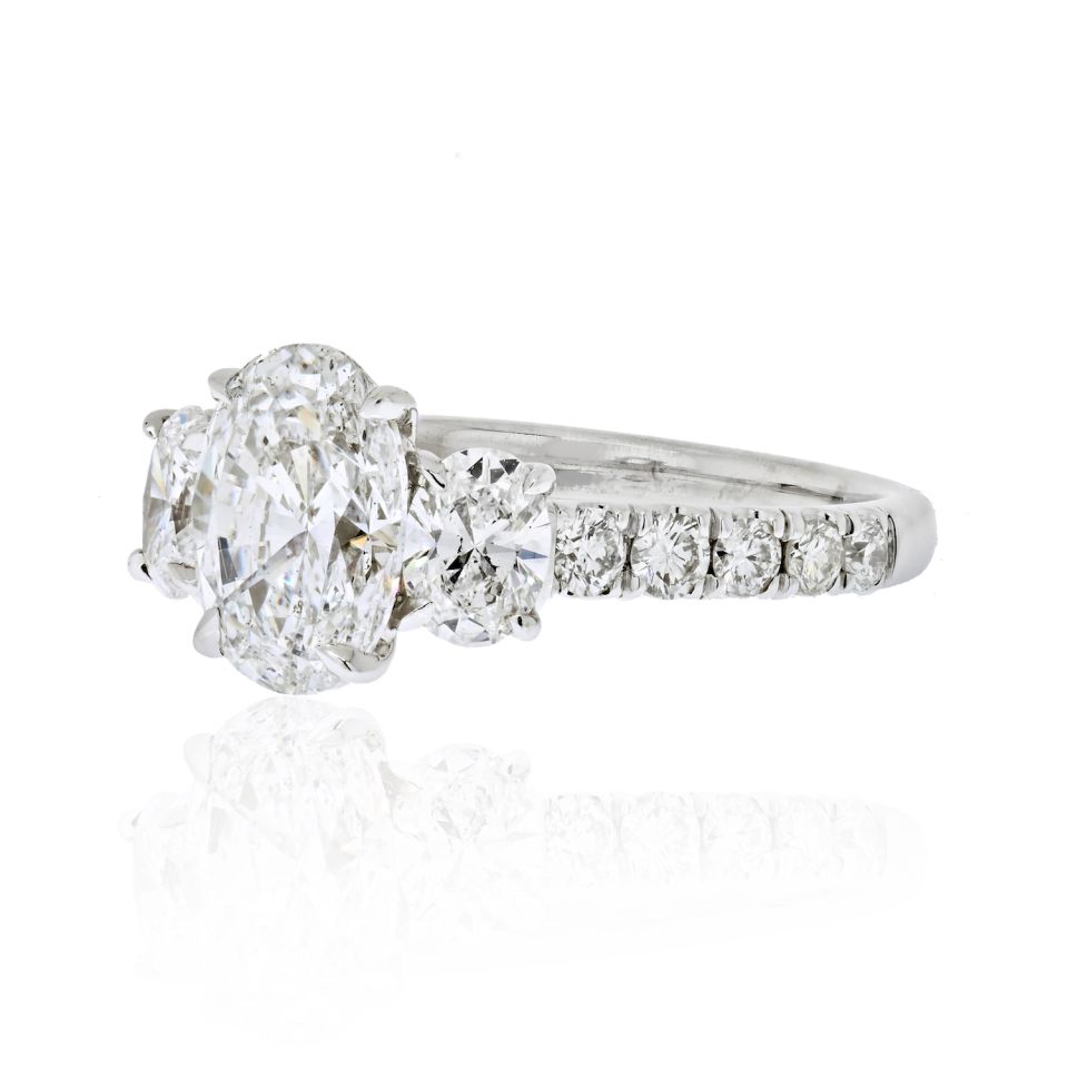 2.01 carat  Oval Cut Diamond Three Stone Engagement Ring - The Back Vault