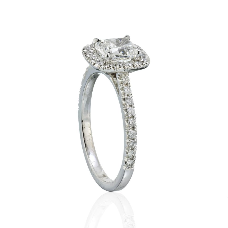 1.06 carat Cushion Cut Diamond G/VS2 GIA Halo Engagement Ring - The Back Vault