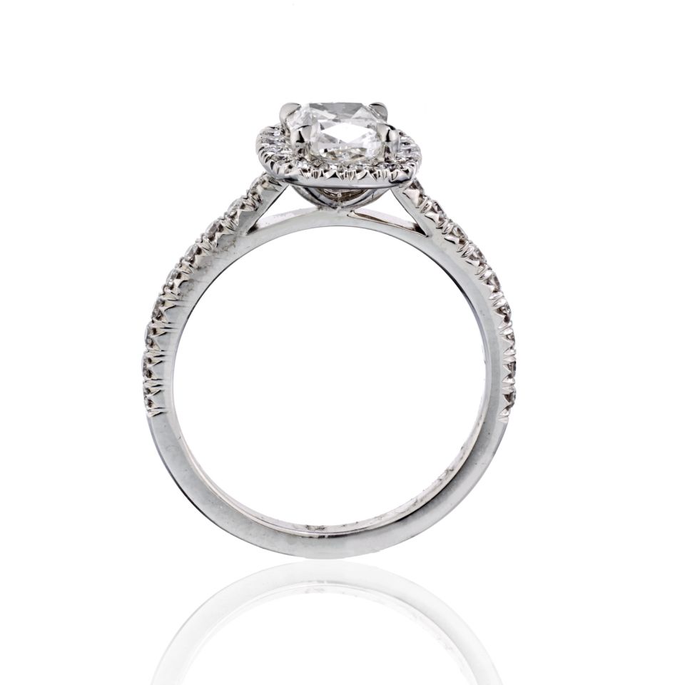 1.06 carat Cushion Cut Diamond G/VS2 GIA Halo Engagement Ring - The Back Vault