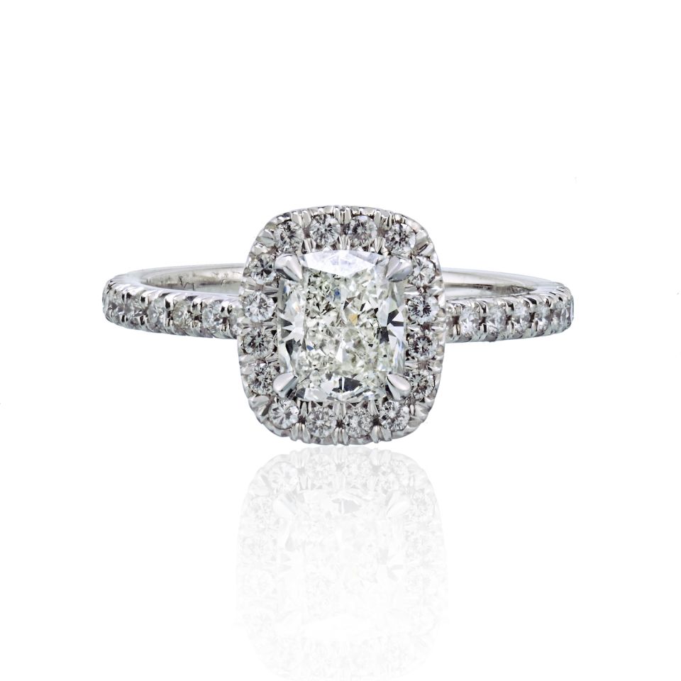 1.06 carat Cushion Cut Diamond G/VS2 GIA Halo Engagement Ring - The Back Vault