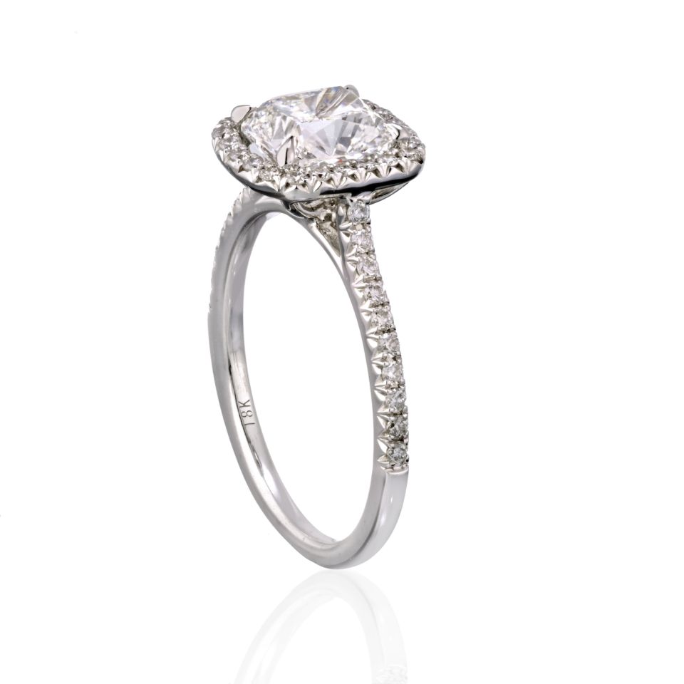 1.68 carat Cushion Cut Diamond F/VS1 GIA Halo Engagement Ring - The Back Vault