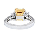 3 carat Radiant Cut Diamond Fancy Yellow VS2 Clarity GIA Three Stone Engagement Ring - The Back Vault