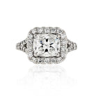 2 carat Cushion Cut Diamond G/VS1 GIA Halo Set Split Shank Engagement Ring - The Back Vault