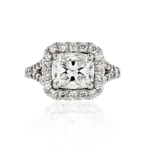 2 carat Cushion Cut Diamond G/VS1 GIA Halo Set Split Shank Engagement Ring