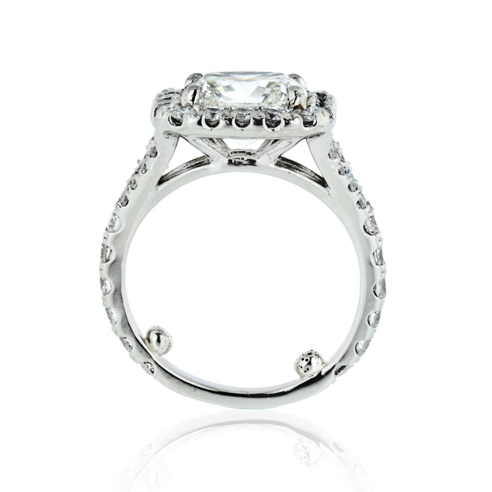 2 carat Cushion Cut Diamond G/VS1 GIA Halo Set Split Shank Engagement Ring - The Back Vault