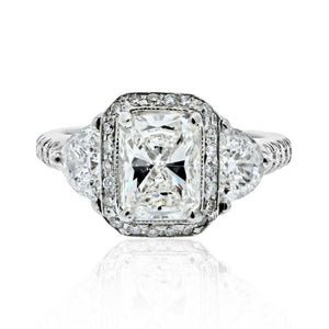 1.76 carat Radiant Cut Diamond H/SI2 GIA Three Stone Engagement Ring