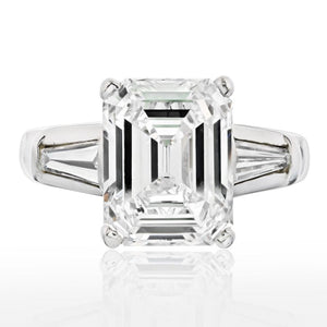 4 carat Emerald Cut Diamond K/VS2 GIA Emerald Cut With Baguette Ring