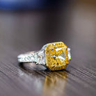 3 carat Radiant Cut Fancy Intense Yellow Diamond Engagement Ring - The Back Vault