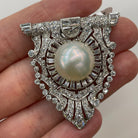 Art Deco Platinum Pearl & Diamond Clip Brooch - The Back Vault