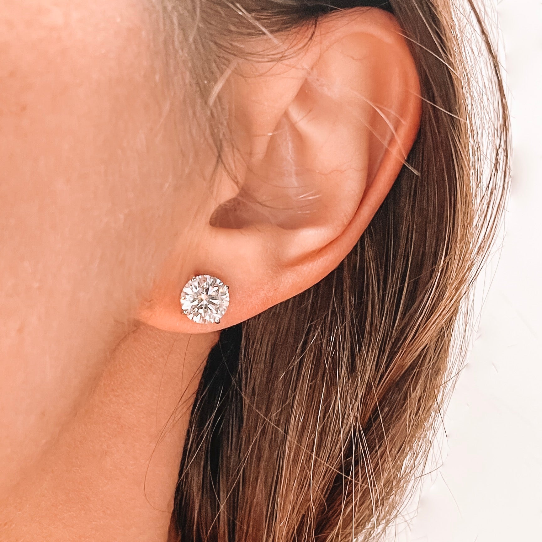 CT F/SI1 Beauty Diamond Stud Earrings Round Cut 14K White Gold