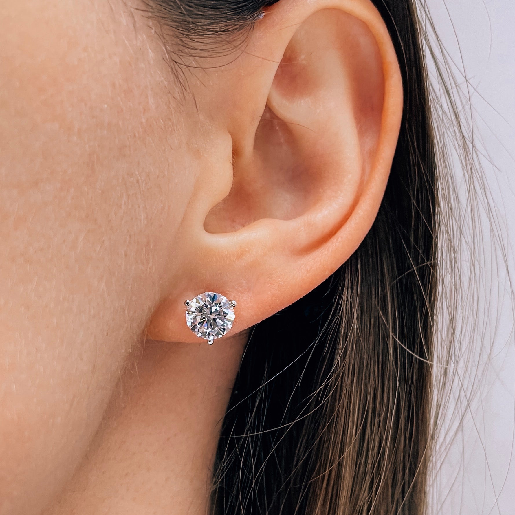 3.05 cttw Round Diamond Stud Earrings (F-G, VS2-SI1, GIA) - The Back Vault