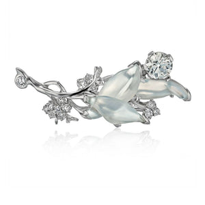 Platinum Moonstone & Diamond Brooch