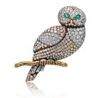 18K Yellow Gold French Owl Diamond Brooch - The Back Vault Jewelry