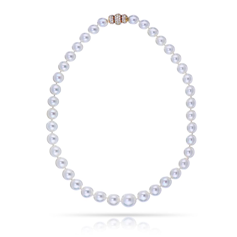 18K Yellow Gold Single Strand Pearl Necklace - The Back Vault