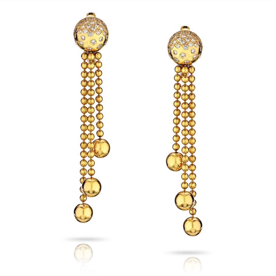 Cartier 18K Yellow Gold Pluie De Diamants Drop Dangle Earrings - The Back Vault Jewelry