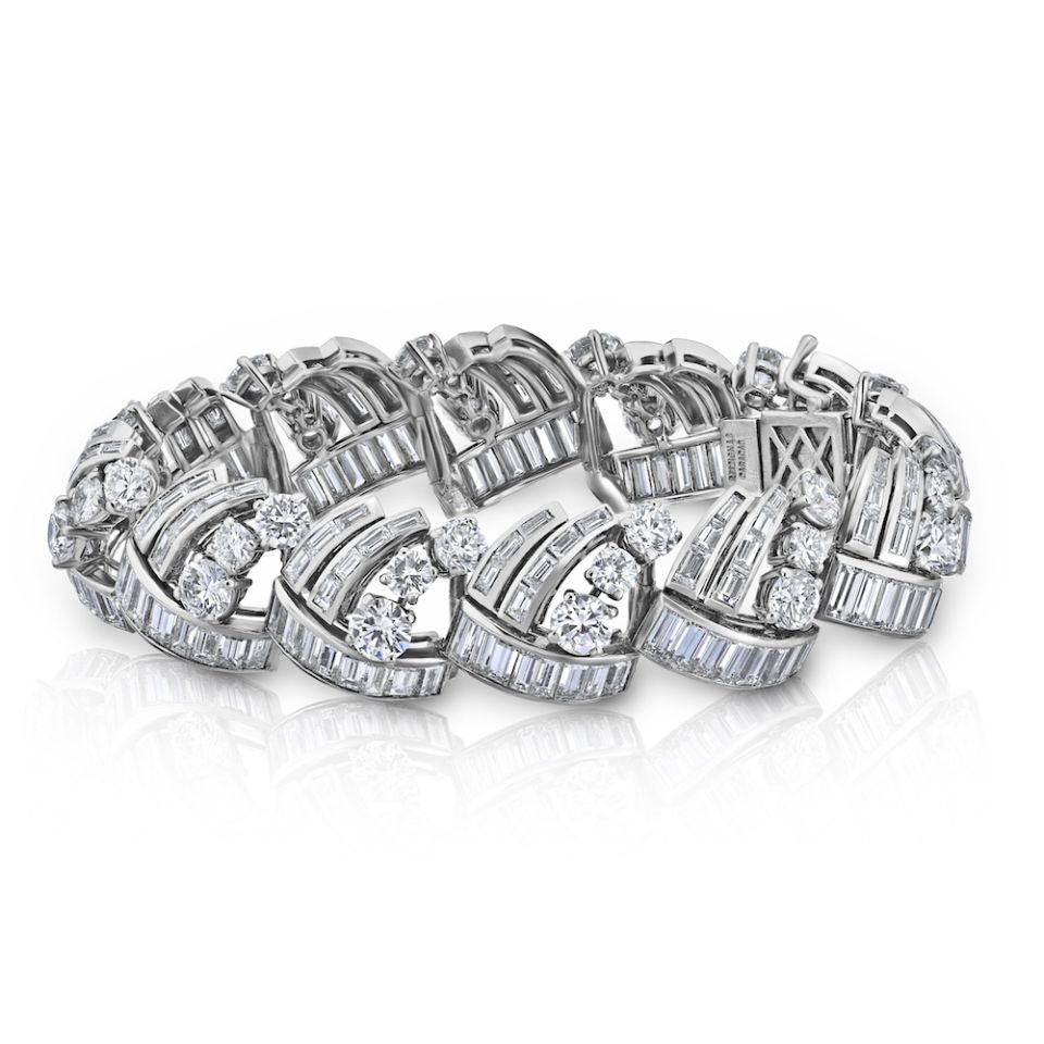 Circa 1950's Platinum 37 carats Diamond Bracelet - The Back Vault