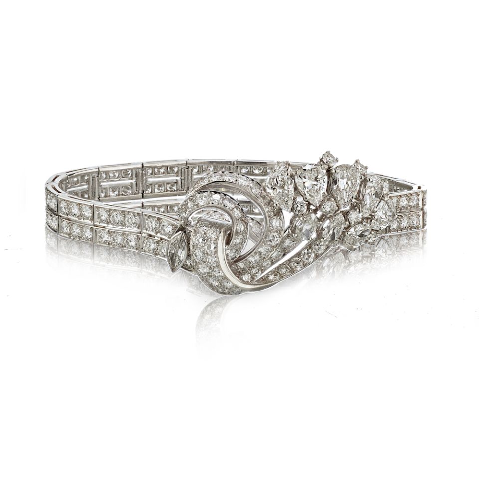 Mellerio French Platinum 13.25cttw Vintage Diamond Bracelet - The Back Vault