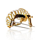 David Webb 18K Yellow Gold Tiger In white Enamael, Emerald Eyes Brooch - The Back Vault