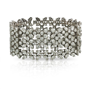 Carvin French Platinum Pear Shaped And Rounds Wide Diamond Bracelet