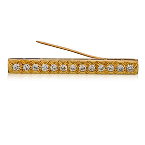 14K Yellow Gold Estate Diamond Bar Brooch