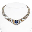 18K Yellow Gold Approx 7.50 ct Center Cab Sapphire & Dia Necklace - The Back Vault