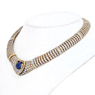 18K Yellow Gold Approx 7.50 ct Center Cab Sapphire & Dia Necklace - The Back Vault