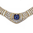 18K Yellow Gold Approx 7.50 ct Center Cab Sapphire & Dia Necklace - The Back Vault