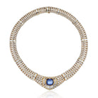 18K Yellow Gold Approx 7.50 ct Center Cab Sapphire & Dia Necklace - The Back Vault