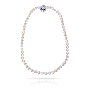 David Webb Platinum Pearl With A Diamond Clasp Necklace