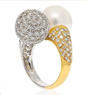 18K Two Tone Vintage Bypass Diamond And Pearl Ring - The Back Vault