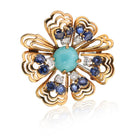 Van Cleef & Arpels Circa 1960's 18K Yellow Gold Turquoise,Sapphire & Diamonod Brooch - The Back Vault