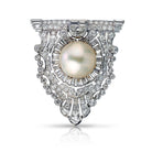 Art Deco Platinum Pearl & Diamond Clip Brooch - The Back Vault Jewelry