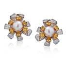 18K Two Tone Pear And Fancy Yellow And White Diamond Earrings - The Back Vault Jewelry