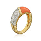 Van Cleef & Arpels 18K Yellow Gold Vintage Coral & Diamond Ring - The Back Vault