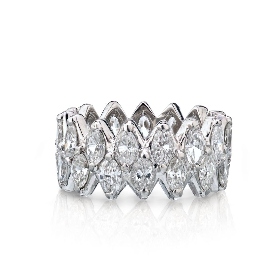 Platinum Marquise Cut approx 7.50 cttw Diamond Eternity Band - The Back Vault Jewelry