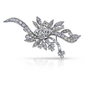 Platinum 7 carat Old Mine Diamond Brooch