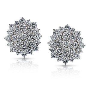 Platinum 13 carat Diamond Cluster Clip Earrings