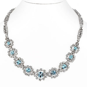 18K White Gold Aquamarine & Diamond approx 35.00 cttw Necklace