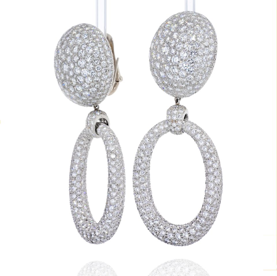 David Webb Bombe Platinum 56.84 carats Hanging Door Knocker Earrings - The Back Vault