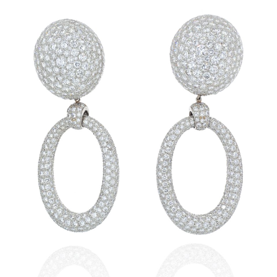 David Webb Bombe Platinum 56.84 carats Hanging Door Knocker Earrings - The Back Vault