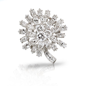 Oscar Heyman Circa 1960's Platinum 15 carat Diamond Flower Brooch