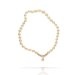 18K Yellow Gold Mabe Pearl And Diamond Necklace