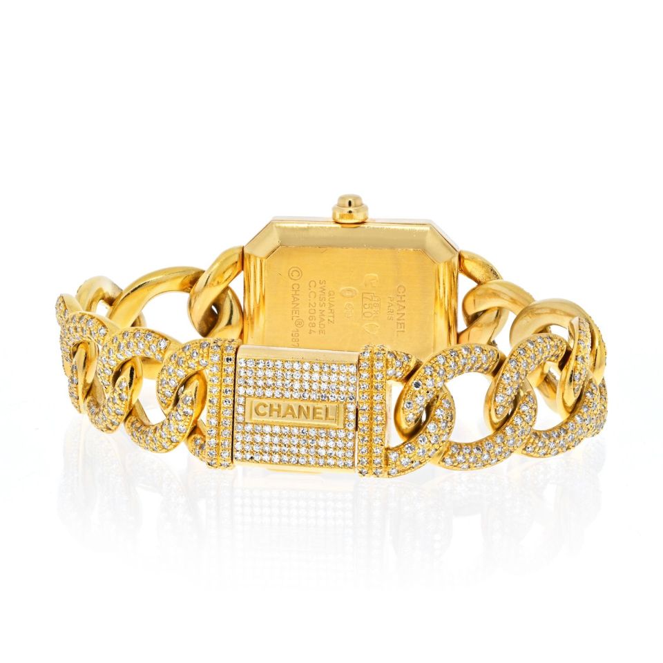 Chanel 18K Yellow Gold Premier Diamond Black Dial Watch