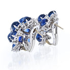 Cabochon Blue Sapphire And Diamond Earrings - The Back Vault