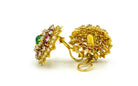 Circa 1960's 18K Yellow Gold Diamond Emerald & Ruby Earrings - The Back Vault Jewelry