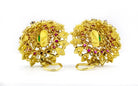 Circa 1960's 18K Yellow Gold Diamond Emerald & Ruby Earrings - The Back Vault Jewelry