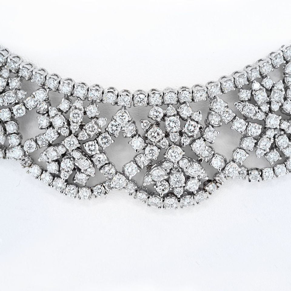 18K White Gold Diamond Collar approx 53.00cttw Necklace - The Back Vault