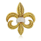 David Webb Platinum & 18K Yellow Gold Heraldic Fleur De Lis Diamond Brooch - The Back Vault