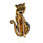 David Webb Leopard Platinum & 18K Yellow Gold Black Enamel Diamond Brooch - The Back Vault