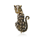 David Webb Leopard Platinum & 18K Yellow Gold Black Enamel Diamond Brooch - The Back Vault